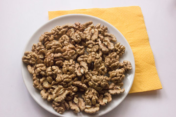  Walnuts in a white plate