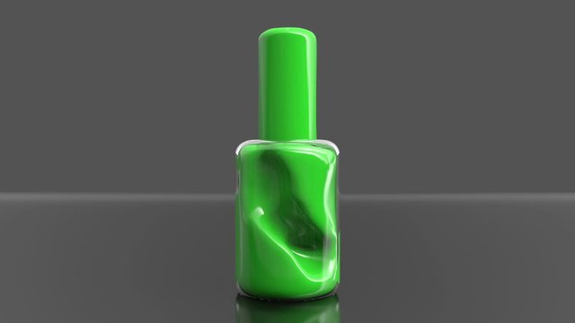 3d design isolated bottle with nail polish. Cgi of weightless/antigravity cosmetic product inside of the glass container.