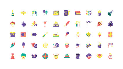 Isolated party icon set vector design