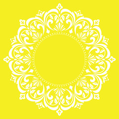 Decorative frame Elegant vector element for design in Eastern style, place for text. Floral yellow border. Lace illustration for invitations and greeting cards