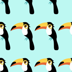 Toucan seamless pattern.Cute birds.Light background.