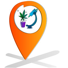 Bright symbolic illustration showing a point on a map where CBD lab is