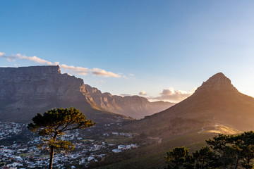 EInschnitt im Tafelberg (Kapstadt) im goldenen Abendlicht