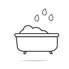 Bath with bubbles line icon. Linear style sign for mobile concept and web design. Bathtub outline vector icon. Symbol, logo illustration