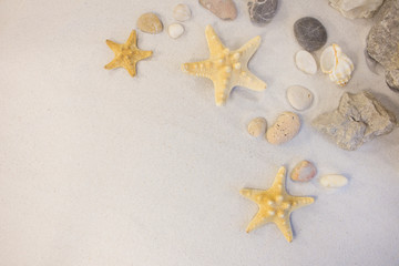 Fototapeta na wymiar Sea stars and stones card