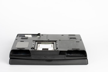View of the underside of the laptop, removed the hard disk drive  cover, removed the battery and...