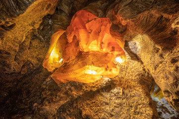 Gypsum crystal in a karst cave