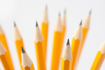 Yellow pencils isolated on white background