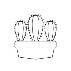 cactus in pot plants line style icon