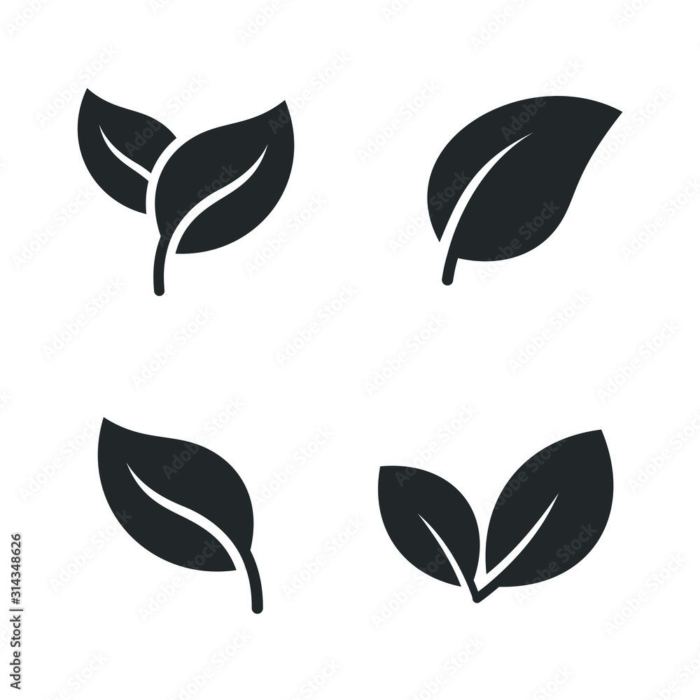 Aufkleber leaf ecology nature icon template color editable. leaf symbol vector sign isolated on white background illustration for graphic and web design.