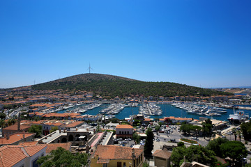 From the castle, panoramic view of Cesme. Izmir/ Turkey.