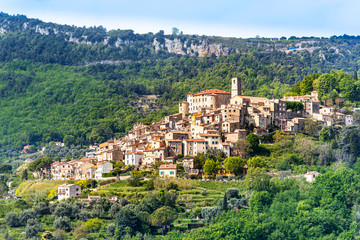 General view of Le Bar-sur-Loup village in Southeastern France.