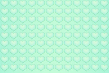 Fondo verde con corazones verde de San Valentín.