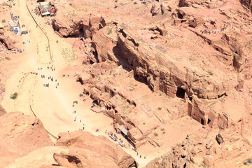 Ancient city of Petra seen from High place of sacrifice in Jordan