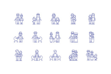 Isolated family cartoons icon set vector design