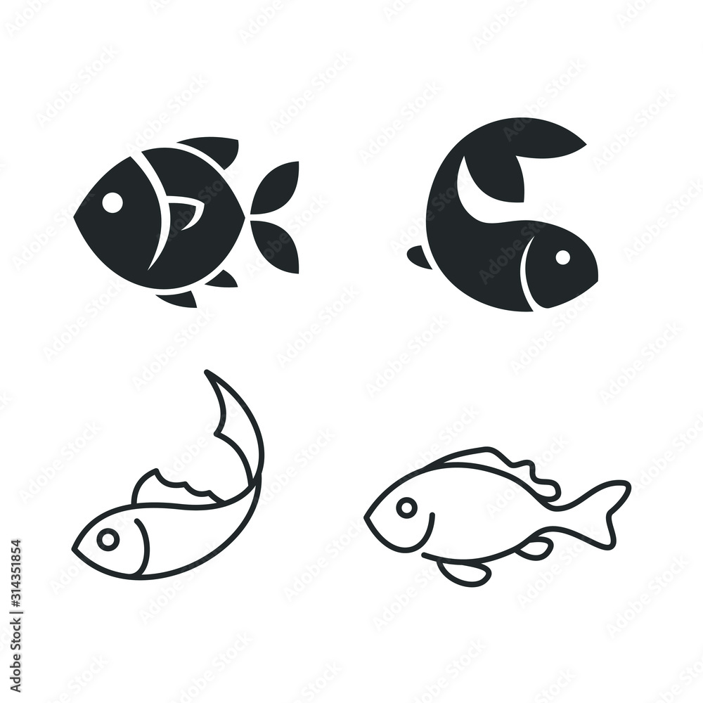 Poster Fish icon template color editable. Fish symbol vector sign isolated on white background illustration for graphic and web design.