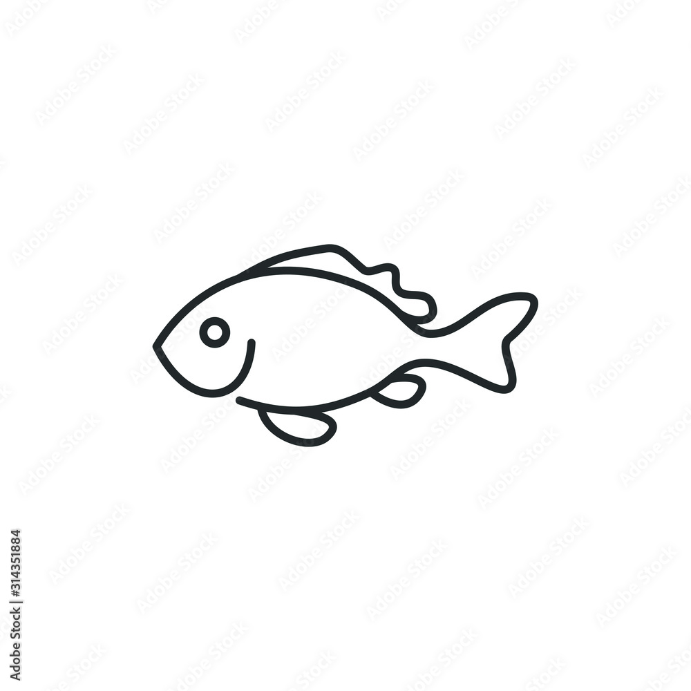 Poster Fish icon template color editable. Fish symbol vector sign isolated on white background illustration for graphic and web design.