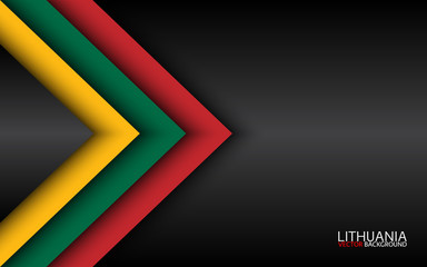 Modern vector overlayed arrows with Lithuanian colors and grey free space for your text, overlayed sheets of paper in the look of the Lithuanian flag, Made in Lithuania, abstract widescreen background
