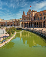 Obraz premium The beautiful Plaza de Espana in Seville on a sunny summer day. Andalusia, Spain.