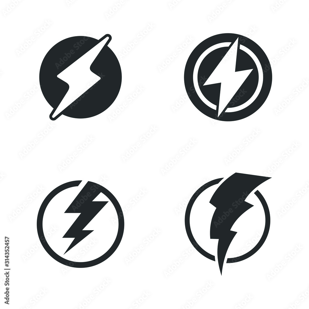 Aufkleber lightning, electric power icon template color editable. energy and thunder electricity symbol vector