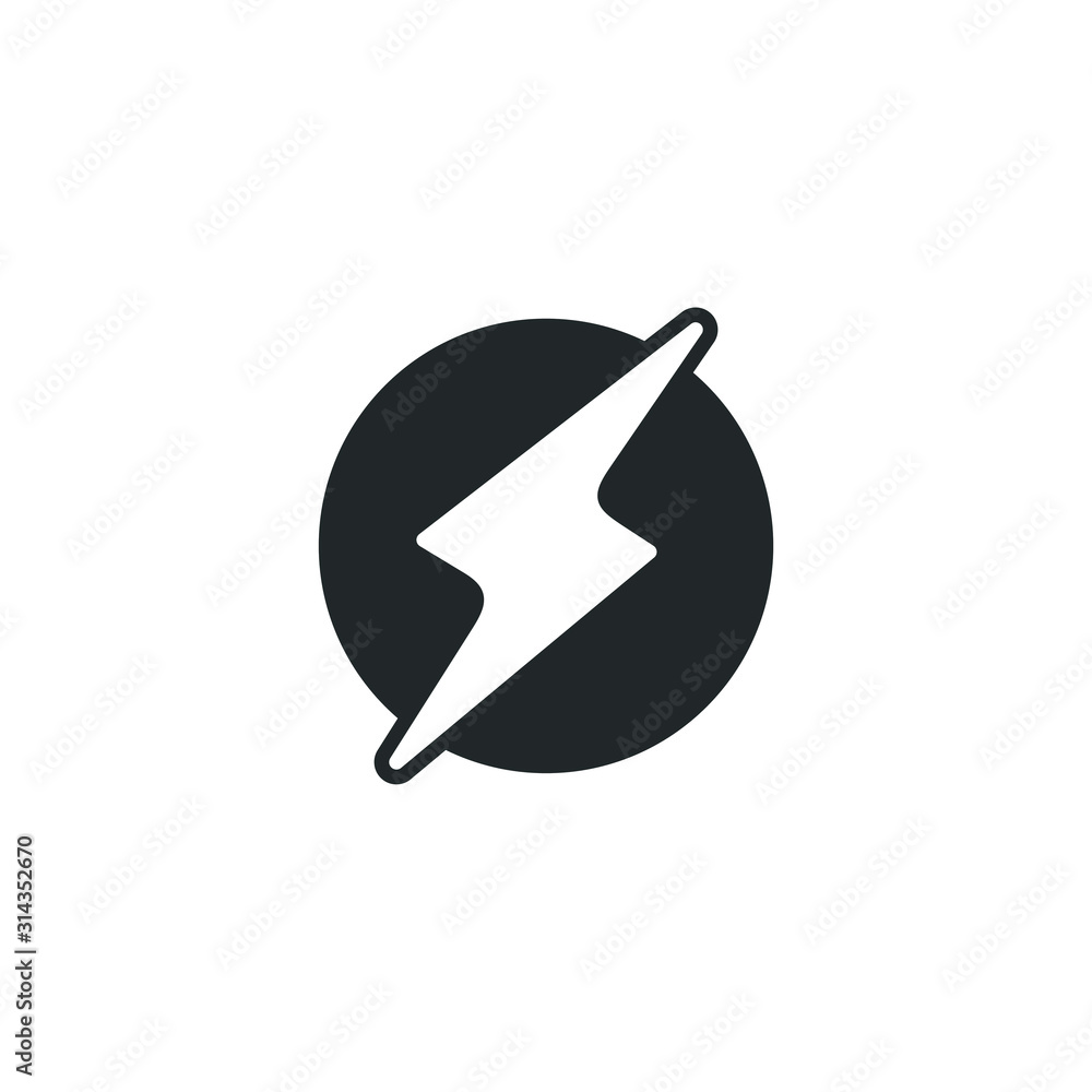 Aufkleber lightning, electric power icon template color editable. energy and thunder electricity symbol vector
