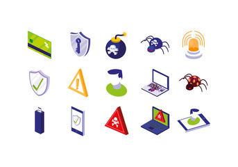 Icon set of security system vector design