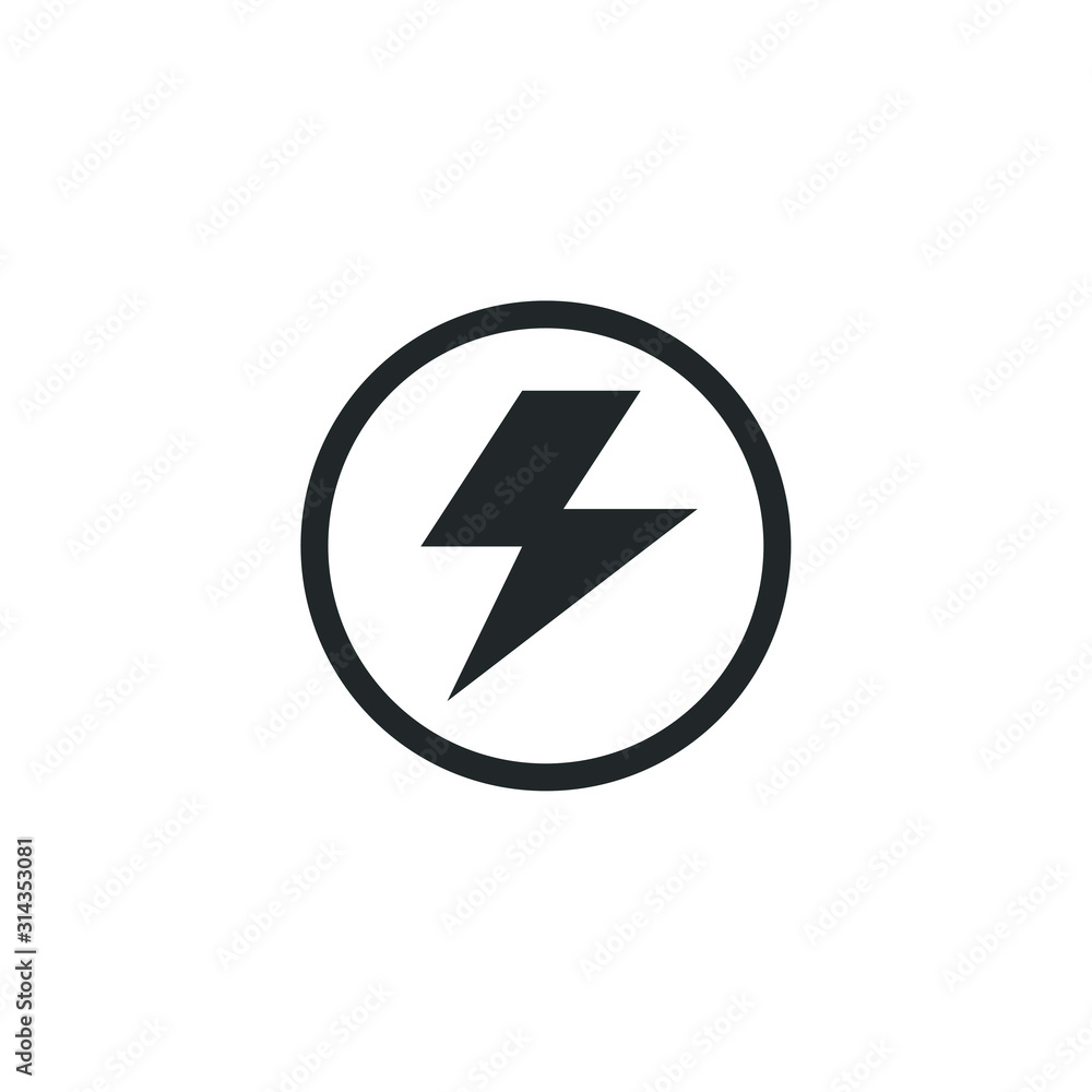 Aufkleber lightning, electric power icon template color editable. energy and thunder electricity symbol vector