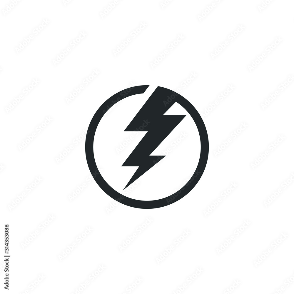 Aufkleber lightning, electric power icon template color editable. energy and thunder electricity symbol vector