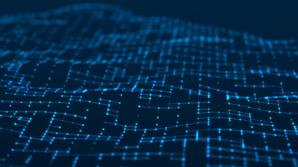 Data technology illustration. Abstract background with connecting dots and lines. 3d rendering.