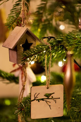 Wooden Bird House Christmas Tree Decoration