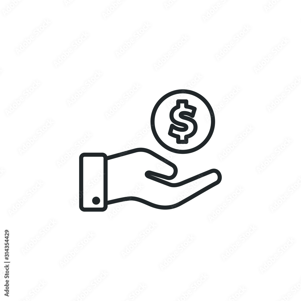 Poster earn money icon. pictograph of money on hand icon template color editable. pictograph of money on ha