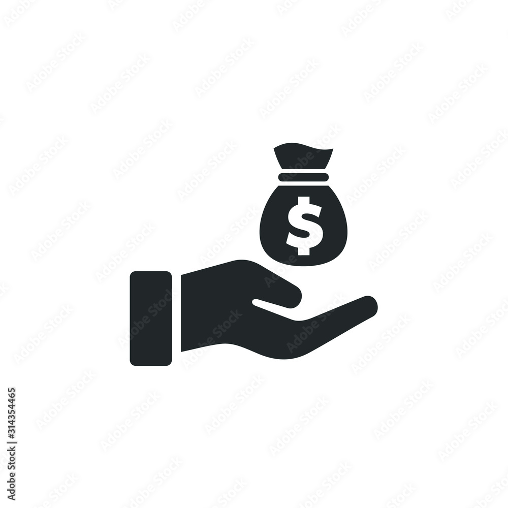 Poster earn money icon. pictograph of money on hand icon template color editable. pictograph of money on ha