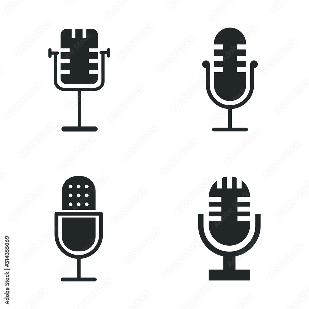 Aufkleber microphone icon template color editable. podcast symbol vector sign isolated on white background ill