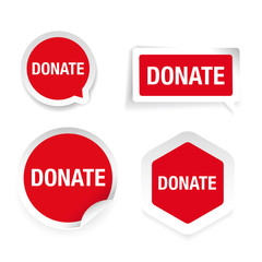Donate red label set isolated