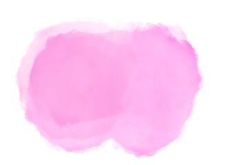 Pink watercolor brush splash cloud background. Subtle ethereal delicate backdrop on white background. Digital abstract illustration artwork with copy space.