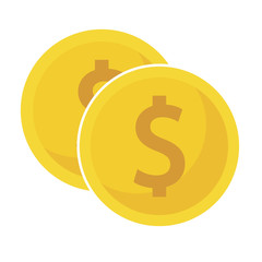 Coins with dollar sign money bills. Vector eps 10