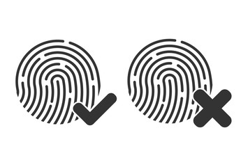 Fingerprint touch ID icon with padlock sign. Lock and unlock. Concept personal access protection, password, blocking, security. Vector illustration eps 10