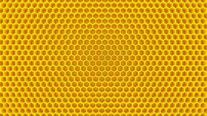 honey yellow honeycomb cells beehive 3D illustration