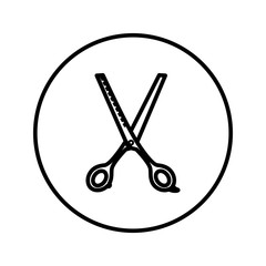 Hairdressing scissors. Universal icon . Editable Thin line. Vector illustration.