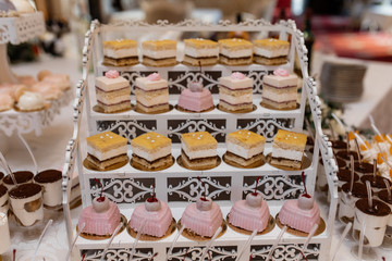 Layered candy bar with different sweets