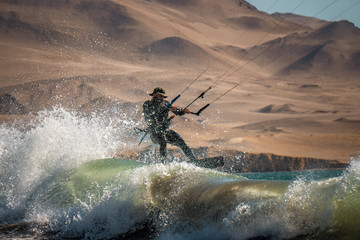 KiteSurfing in the amazing desert and ocean of Peru.