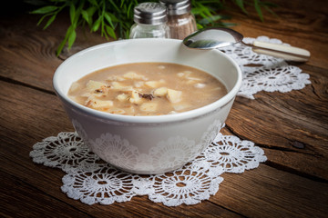 Mushroom soup with noodles.