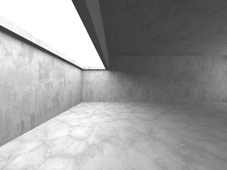 Dark concrete empty room. Modern architecture design