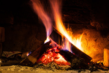 fire in the fireplace