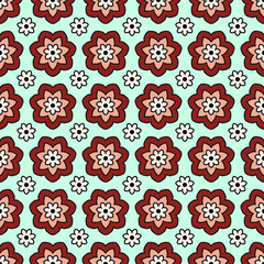 Fototapeta premium tile pattern seamless with floral ornaments. Flower Texture for kitchen wallpaper or bathroom flooring. can be used as wrapping paper, background, fabric print, web page backdrop.