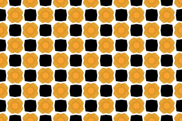 Watercolor seamless geometric pattern design illustration. Background texture. In black, yellow, orange colors on white background.