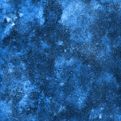 Abstract blue background, hand-painted texture, watercolor, splashes, drops of paint, paint strokes, monochrome color.The texture of stone, marble  for backgrounds, wallpapers, covers.