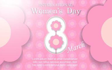 8 March. International Women's Day. Happy Mother's Day design concept celebration with beauty pink background for use element poster, cover, banner, greeting card