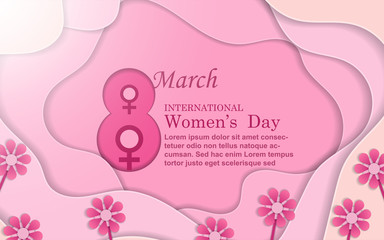 8 March. International Women's Day. Happy Mother's Day design concept celebration with beauty pink background for use element poster, cover, banner, greeting card