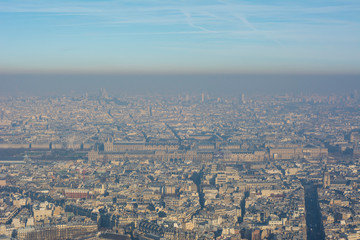 View of Paris where you can see air pollution